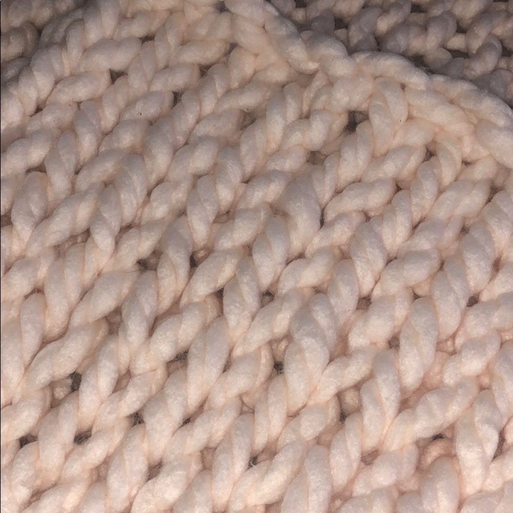 Chunky knit blanket -  very light pink in color